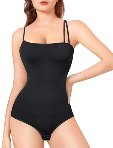 KUMAYES Body Modellante Donna Shapewear Body Contenitivo Modellante Intimo Snellente Shaper Pancia Piatta Dimagrante Shaping Bodysuit Canottiere con collo Quadrato (Nero, L)