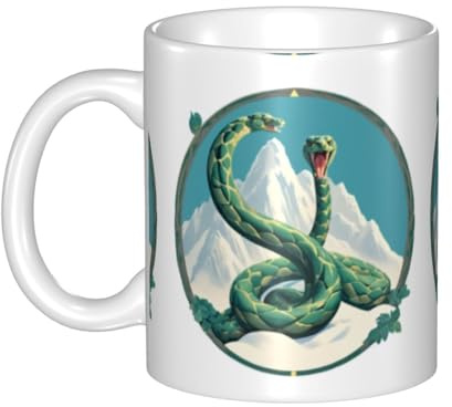 UDFKGLP Tazza in ceramica con serpente gigante che custodisce la montagna Tazza per cappuccino, latte, cereali, yogurt, latte, bevande calde o fredde Forno a microonde
