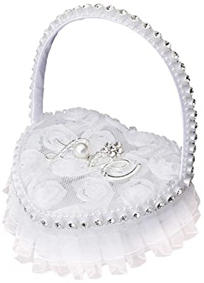 Estink Mini Ring Small Ring Holder Wedding Ring Romantic White Cloth Ring Box for Wedding Engagement Proposal with Exquisite Design 11x10cm (3)