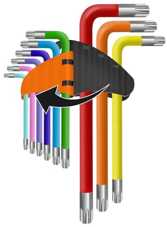 CogitMin Llave Torx acodada segura y antideslizante ，Juego de Llaves Torx para reparación de electrodomésticos y bicicletas，Conveniente Juego de Llaves portátil