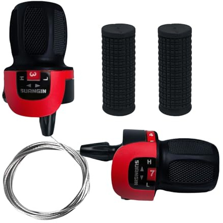 Palancas de cambio y juego de palancas de cambio de bicicleta de montaña con cables interiores, palanca de cambios para bicicleta de montaña, agarre antideslizante para bicicletas eléctricas, plegable