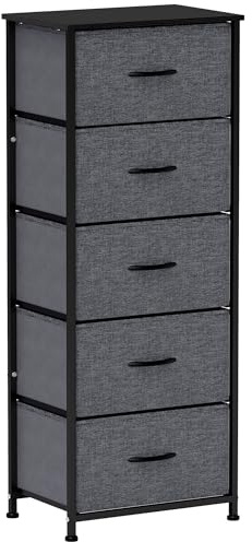 HOMCOM Commode 5 tiroirs Meuble de Rangement 45 x 30 x 116 cm Gris Foncé