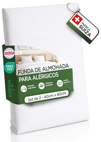 Welldora ǀ 2er-Set Premium Milbenbezug Kissen 40x80 ǀ Allergiker Kissenbezug fachärztlich getestet ǀ Premium Encasing mit Reissverschluss ǀ Allergiker Bettwäsche
