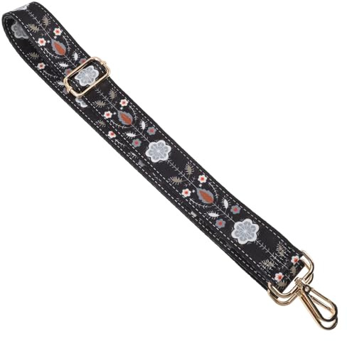 SAFIGLE Correa de Hombro Tipo Banjo Ajustable Diseño Vintage de Poliéster Negro, Absorbe Humedad y Reduce Estrés para Banjo y Ukulele