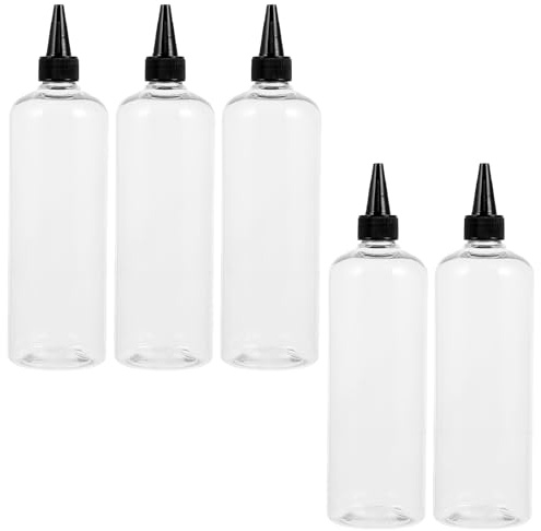 FOMIYES Kit di 5 Bottiglie Applicatrici in Plastica Pet da 500ml Bocca a Punta, Tappo a Tenuta Stagna lo Scarico Liquidi e Tintura Chioma