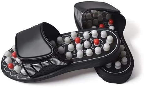 Feet Massage Slippers - Acupuncture Reflexology Therapy Shoes with Cobblestone Massager for Foot Relief(White-40-41)