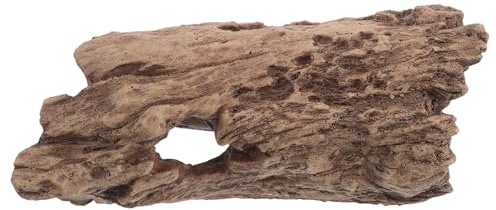 JUMPLAWN Ödla Gömställe Fake Bark: Små Reptiler Akvarie Resin Barkdekor - Akvariedekor för Bettafisk, Räkor, Eremitkräftor, Spindlar som Klättrar och Vilar Mörkbrun