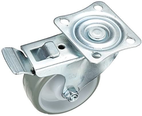 Metafranc Lenkrolle Ø 75 mm - Feststeller - 70 x 59 mm Platte - Polyurethan-Rad - Weiche Lauffläche - Rollenlager - 75 kg Tragkraft / Transportrolle / Möbelrolle / Schwerlastrolle / 802930