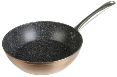 WECOOK! Professional Padella Profonda, Induzione, 20cm, Antiaderente Ecologico in Pietra senza PFOA, Alluminio Forgiato, 2,8 mm Spessore, Rame, Maniglia in Acciaio Inox, Vitroceramica, Gas, Forno