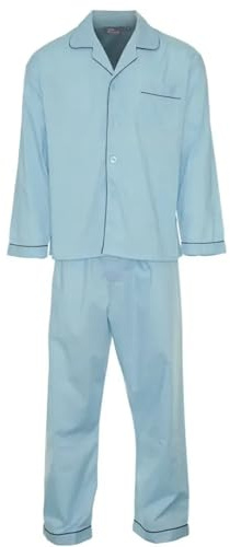 Kentex Online MENS TRADITIONAL PYJAMA SET IN POLYESTER COTTON HOME OR HOSPITAL WEAR SIZES M TO XXL (MEDIUM, BLUE)