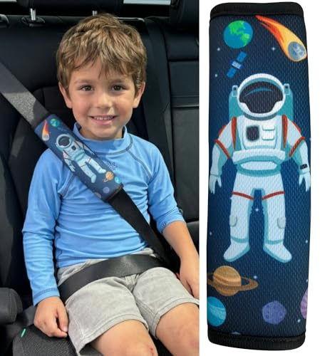 HECKBO 1x Barn Bälte Skydd Kudde med Astronaut Rymd Motiv - Flicka Säkerhetsbälte Kudde för Barn och Bebisar