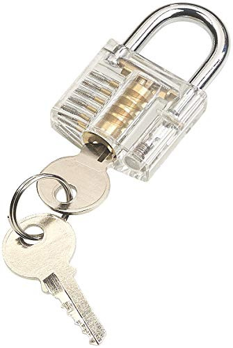 AGT Durchsichtiges Schloss: Durchsichtiges Lockpicking-Übungsschloss mit 2 Schlüsseln (Transparentes Schloss, Übungsschloss transparent, Koffer)