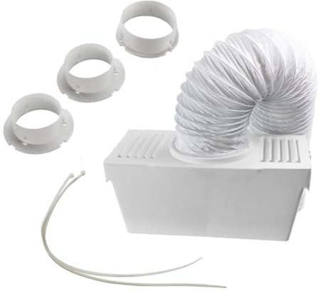 Kit universel : condensateur pour sèche-linge pour de nombreux sèche-linge à air comprimé – boîte à condensateur, canal métallique, 3 adaptateurs de raccordement, colliers de fixation