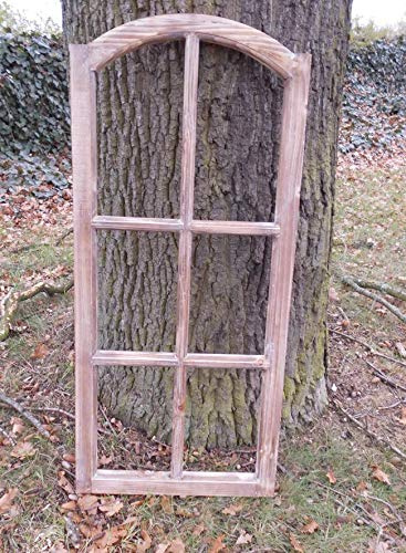 Deko-Impresion Großes Fenster Sprossenfenster Dekorahmen abgerundet Holz braun 112 cm