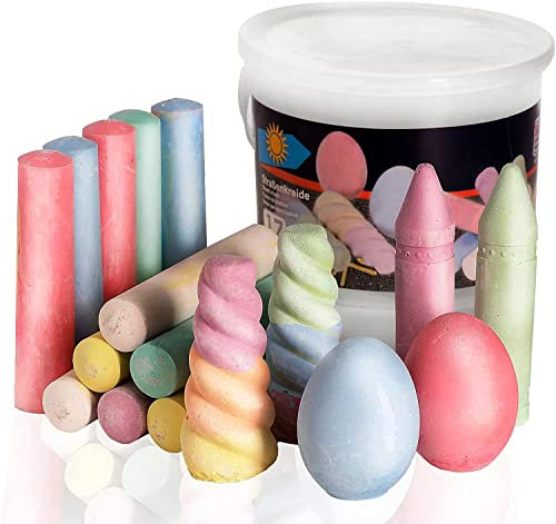 Smart-Planet Straßenkreide Set 17 Stück in einer Box - Straßenmalkreide - 4 verschiedene Formen Kreide zum Malen - abwaschbar - für Straße und Hof