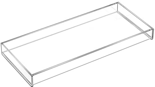 MaxGear Acrylic Vanity Tray, Clear Bathroom Storage Tray for Countertop, Toilet Tank, and Bathtub – Perfect Organizer for Perfume, Soap, Towels, Tissue, Candles, and Plants, 11.8 × 5 × 1.2 Inches