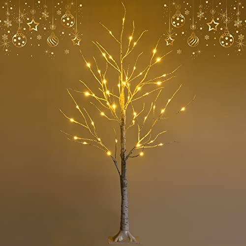 GOPLUS 120/150/180cm LED Baum innen, Lichterbaum Weihnachten mit 48/72/96 warmweißen LED Lichtern, künstlicher Weihnachtsbaum, Christbaum Birkenbaum Weihnachtsdeko für Zuhause, Party & Geburtstag