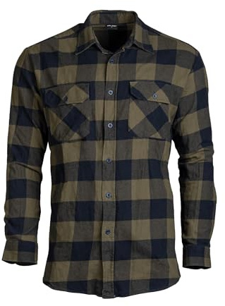 Mil-Tec Holzfällerhemd Herren leicht • Karohemd Herren aus 100 % Baumwolle • 2 Brusttaschen, gerader Schnitt • Freizeithemd Herren • Kariertes Hemd in Mehreren Farben & Größen