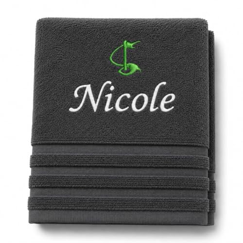 Pet-Jos Personalisiertes Handtuch mit Namen Schön gestickter Name Handbadetuch 100% Baumwollhandtuch Personalized Custom Towel with Name (100 x 50 cm, Golf)