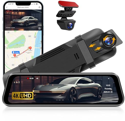 Vtopek 4K Rear View Mirror Dash Cam Front and Rear 10'' WiFi Dual Dash Cam