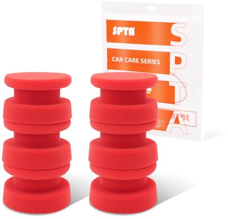 SPTA Tire Shine Applicator, 6Pcs Foam Applicator Pads, Round Shape Side Pressing Hand Polishing Sponge Pads Kit Tire Shine Applicator Pad Tire Dressing Applicator Pad for Applying Tire Shine