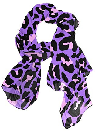 Water Lilies Damen Langer Schal Schal Wrap Weich Mode Leichte Chiffon Seidenschals, Lila/Rosa Leopardenmuster