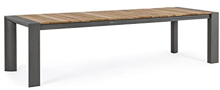 BIZZOTTO Ausziehbarer Tisch Cameron 228/294 x 100 anthrazit aus Aluminium mit Latten aus Teakholz
