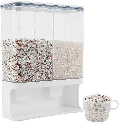 Generic Modern Cereal Dispenser, 3L Wall Mounted, Transparent, Air Tight, Leak Resistant, Rice, Coffee Beans, Laundry Detergent, Dry Foods, Cookies, Crackers (3000ml)