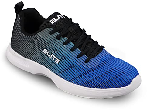 ELITE Men's Wave Athletic Bowling Shoes with Universal Slide Soles (Black/Blue, US Footwear Size System, Adult, Men, Numeric, Medium, 10)