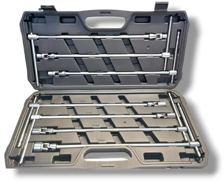 Terryshop74 Série de clés en T double articulé Longueur 8 10 12 13 14 17 19 mm articulées avec classeur en plastique pratique