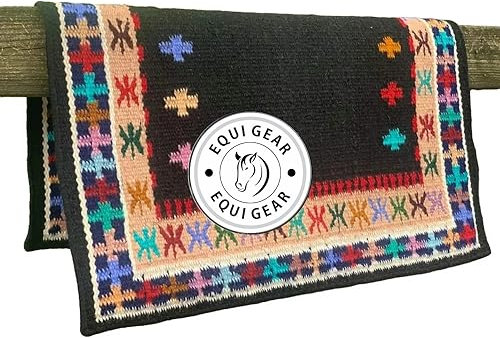 EQUIGEAR Western Show Horse Satteldecke aus neuseeländischer Wolle, Western-Design, handgefertigte Satteldecke, Wollpolster, Sensor Flex (Anpassung möglich), WZ90 (34x38)
