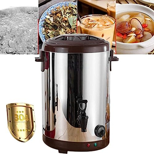 ANSNOW 6L/10L/14L Electric Hot Water Urn, Insulated Beverage Server/Dispenser, Double Wall Stainless Steel Commercial Coffee Boiler for Large Groups/Brown/14L