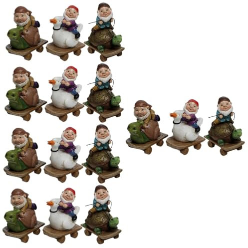 POPETPOP 15pièces GNOME Ornaments Mini Gnomes Résine pour Décoration De Jardin Figurines De -Sculptures pour Balcon Et Extérieur