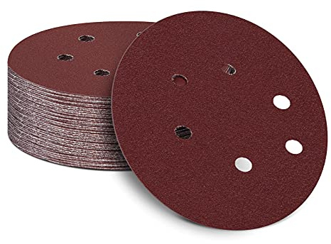 150mm Disques Abrasifs Grain 60, 50 Pièces 6inch Abrasifs de Ponçage, 150mm 6 trou Ponceuse tampons ponçage pour Poncer Polir Dérouiller pour Ponceuse Excentrique