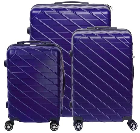 Alivio 3pc Travel Suitcase Set, ABS Hard Case Suitcase Luggage, Anti-Scratch Telescopic Handle TSA Lock Trolley - Navy Blue (Pack of 3pc - 20, 24 & 28)