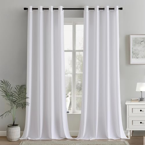 MIULEE Gardinen Voile Vorhänge mit Ösen 2er Weiß 140x260cm