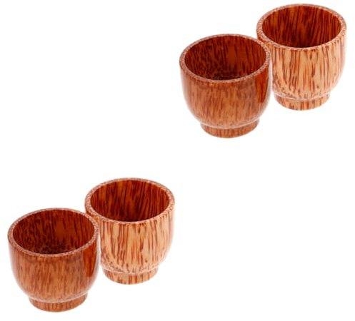 ABOOFAN 4pcs Wooden Wine Cup Japanese Tea Mug Natural Wood Cup for Drinking for Office Home Outdoor Use Wood Beer Mug