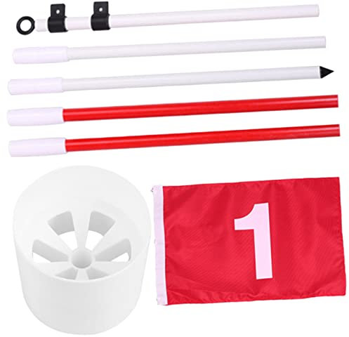 MOBUTOFU Golf Flagstick Set Putting Cup 5-piece Portable Training Flagpole Kit for Backyard Practice