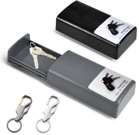 ZFOEFO 2 Stück schlüsselkasten Magnetisch Schlüsselbox, Wasserdicht Schlüsselversteck, Schlüsselkasten mit Schlüsselanhänger, Schlüsselversteck für Draußen, Klein Schlüsselkasten für Schlüsse Münzen