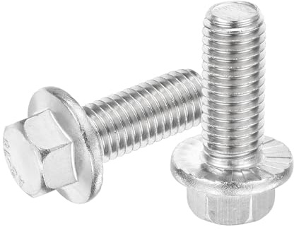 sourcing map 6Pcs M12 x 30mm Hex Serrated Flange Bolts Screws, 304 Stainless Steel Flanged Hex Head Bolts Flange Hexagon Screws for Households, Machine Tools, and DIY project, Silver