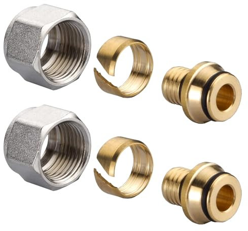 Lot de 2 Raccord per à Compression pour Tuyau Chauffant 16 x 2.2 mm, Raccords de Serrage pour Tuyau de Chauffage pour Collecteur Plancher et Chauffage au Sol 3/4''
