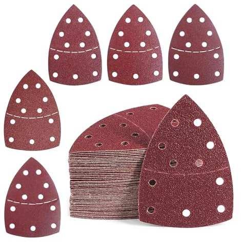 40 PCS Triangle Sanding Pads, Mouse Sander Pads, Hook and Loop Detail Palm Sander Sanding Sheets Sand Paper, 11-Holes Electric Sander Sandpaper Assorted 40/60/80/120/180Grits