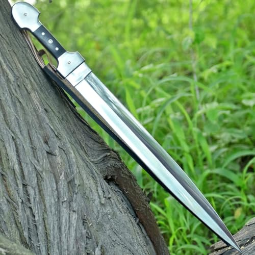 Unique Blades Jagdmesser, scharfe Doppelklinge, wikingisches Camping-Überlebenswerkzeug, 68,58 cm Vollgrifflänge, Kohlenstoffstahlklinge, Micarta-Griff, mit Scheide