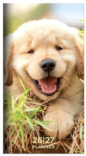 TF Publishing 2026-2027 Dog Small Monthly Pocket Planner with 2 Page Large Calendar Grid and Lined Notes Section - 2 Year Pocket Calendar 2026-2027 Perfect for Purse - 3.5in x 6.5in
