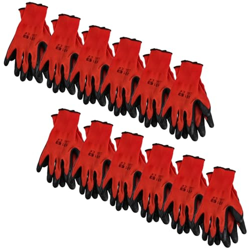 KOTARBAU® 12er Set Handschuhe Arbeitshandschuhe Anti-Rutsch Latex beschichtete Arbeitshandschuhe Größe 9 Dragon Red Herren Werkstatt Zubehör Winter Gartenhandschuhe Damen