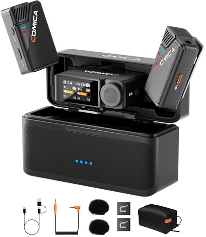 COMICA BooMax - Micrófono Lavalier inalámbrico para iPhone, Android, videocámara, PC, micrófono de doble lav con audio de 48 kHz/32 bits, grabación interna 40H, micrófono Lapel para YouTube TikTok