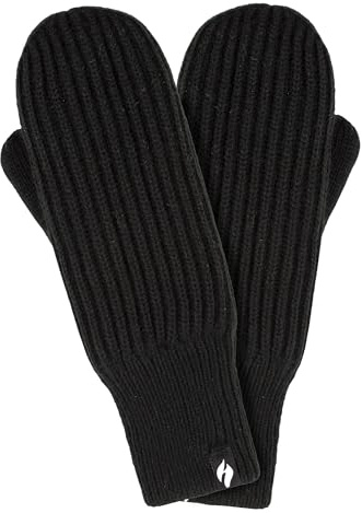 HEAT HOLDERS Thermal Insulated Mittens For Men & Women For Winter Thick Warm Heatweaver Knitted Gloves For Cold Weather (M, Black)