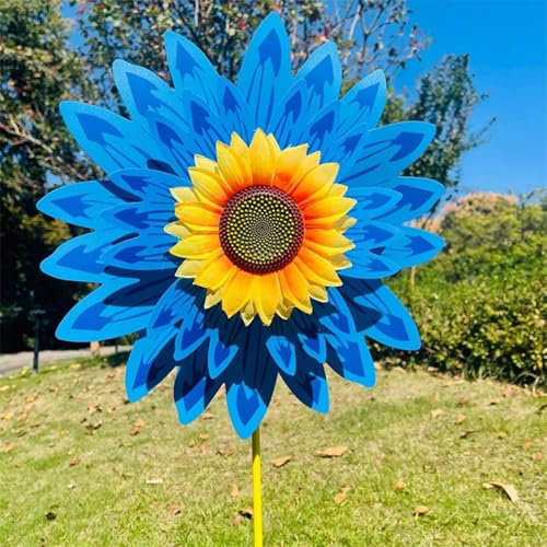 Sunflower Wind Spinners Lawn Pinwheels,1Pcs Large Windmill Pinwheel for Garden Yard Party Outdoor Decor,Sculptures Spinner Rainbow Windmills Statue Courtyard Balcony Decoration