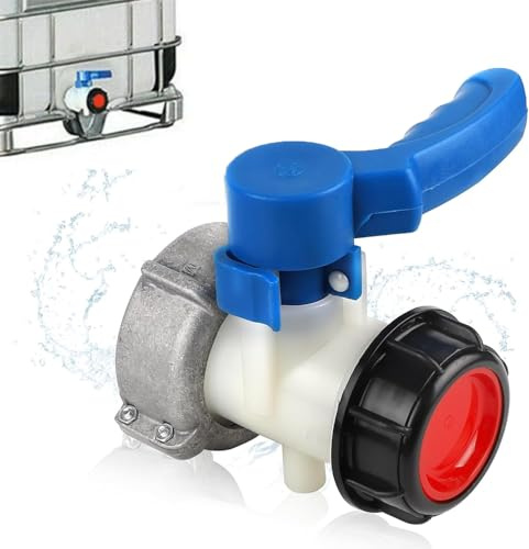 IBC Adapter Kugelhahn IBC Tank Zubehör, IBC Container Klappenhahn DN50 75mm, Regentonne Absperrhahn Tank Ablasshahn Klappenhahn für IBC Container, Wassertank (1PCS)