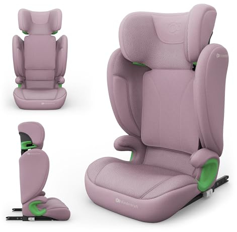 Kinderkraft JUNIOR FIX2 PRO I-SIZE Seggiolino auto 15-36 kg, Gruppo 2-3, 100-150 cm, con Isofix, Poggiatesta regolabile, Sistemi di sicurezza, Leggero Facile da trasportare, Facile da pulire, Rosa